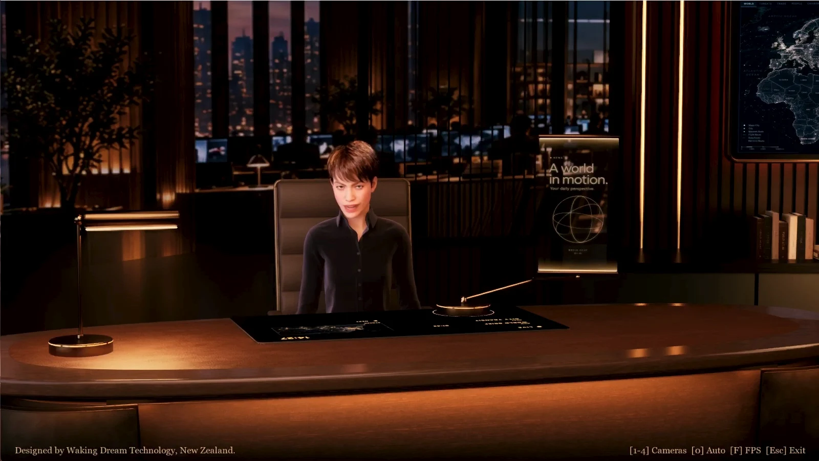 MetaHuman presenter in a virtual newsroom